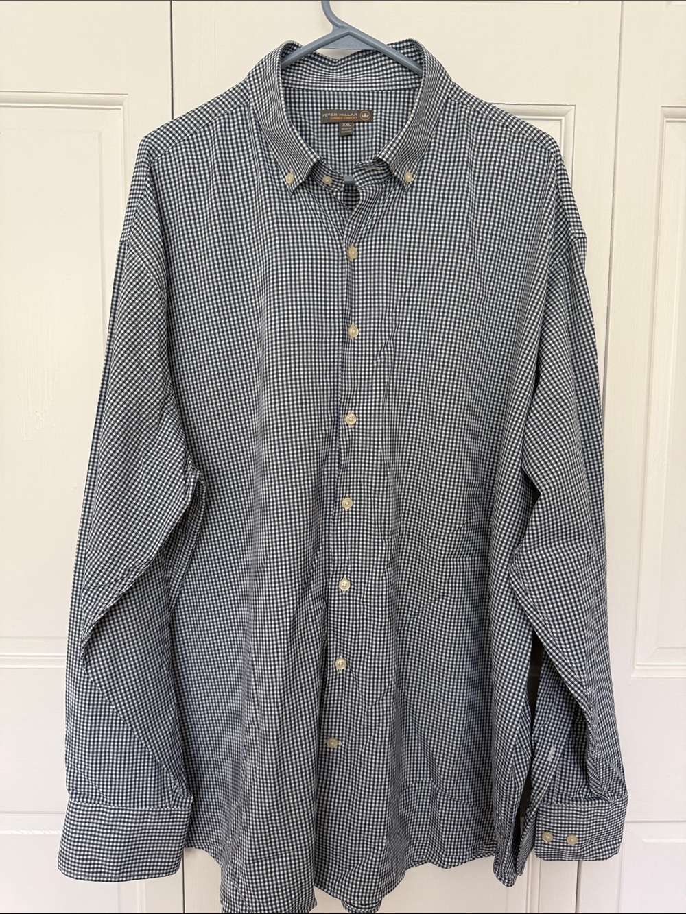 Peter Millar Men's Gingham Button-Down Shirt - Navy & White